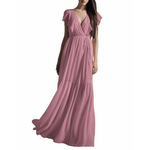 NWT White By Vera Wang Tiered Flutter Sleeve Quartz Formal Bridesmaid Dress